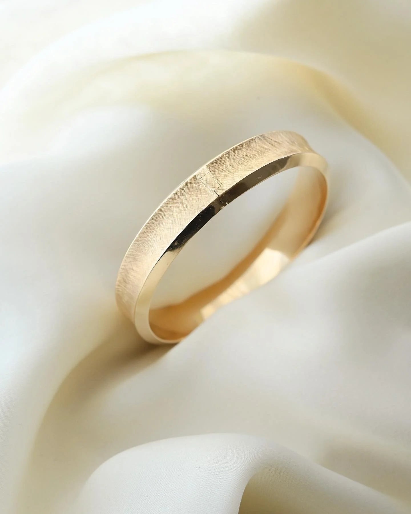 Beautiful Textured Danish Vintage Bangle by J. Asby 14K Gold 1960s