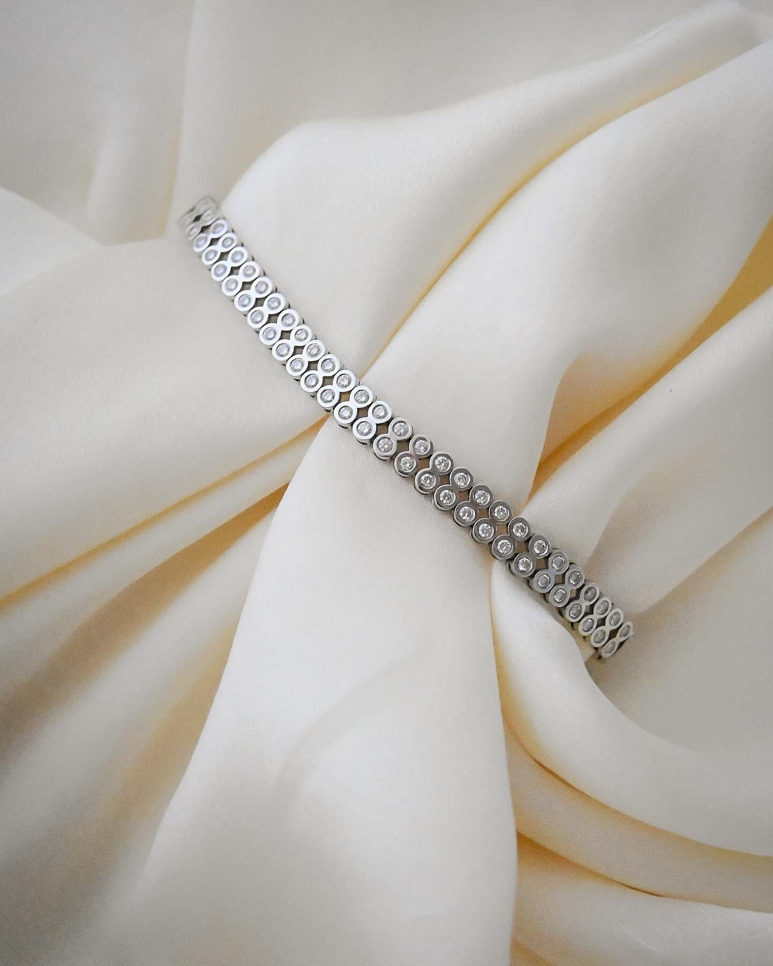 From My Personal Collection! Double Row Tennis Bracelet Bezelset Diamonds 2.10 Carat 18K White Gold 2002