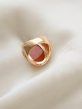 Luscious Antique Orange Agate Cabochon Ring 18K Gold