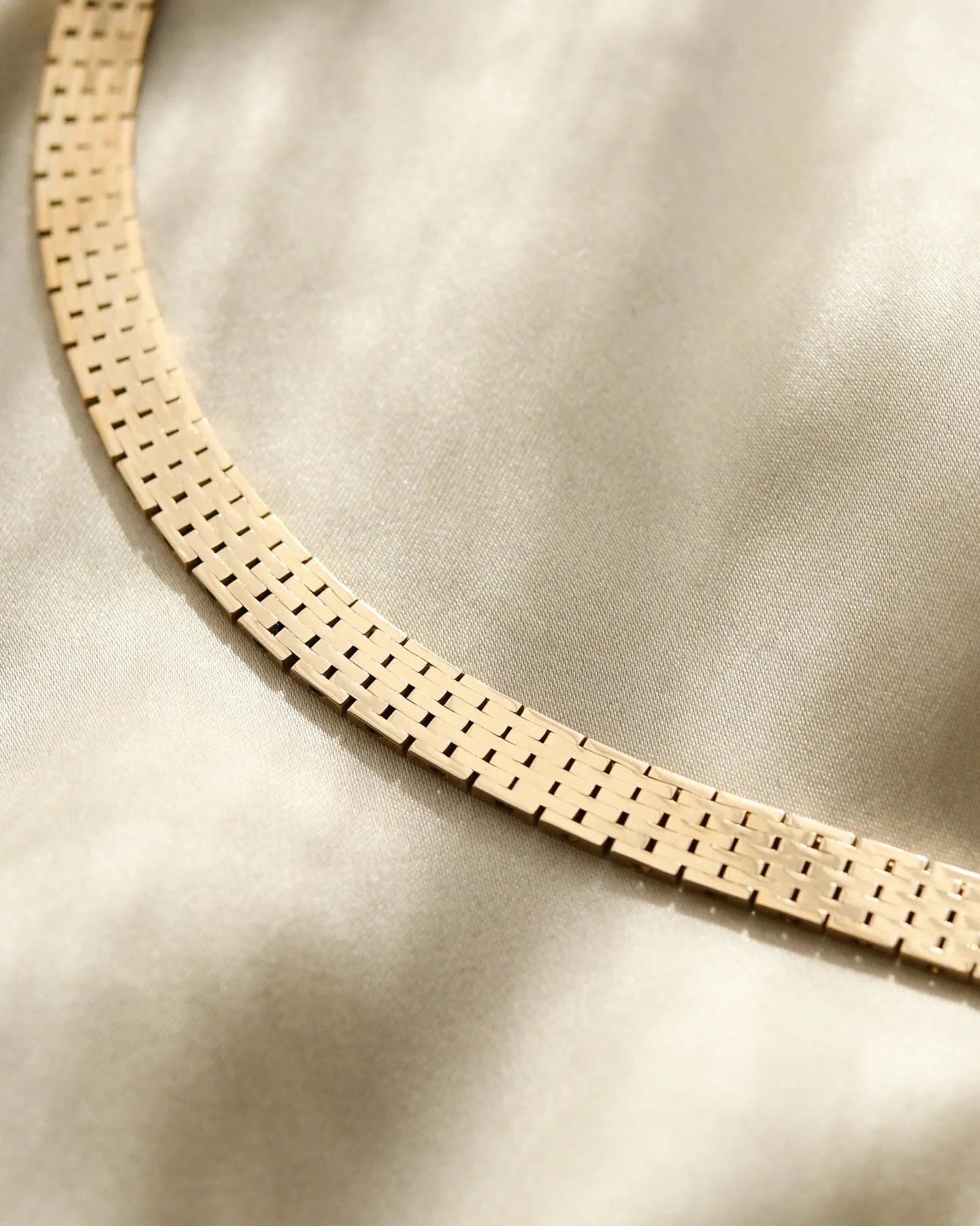 Sexy Brick Link Necklace 14K Gold 1960s