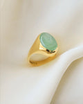 Rare Chrysoprase Signet Ring 18K Gold 1970