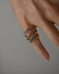 Diamond x Ruby x Sapphire x Emerald Harem Ring 18K Gold