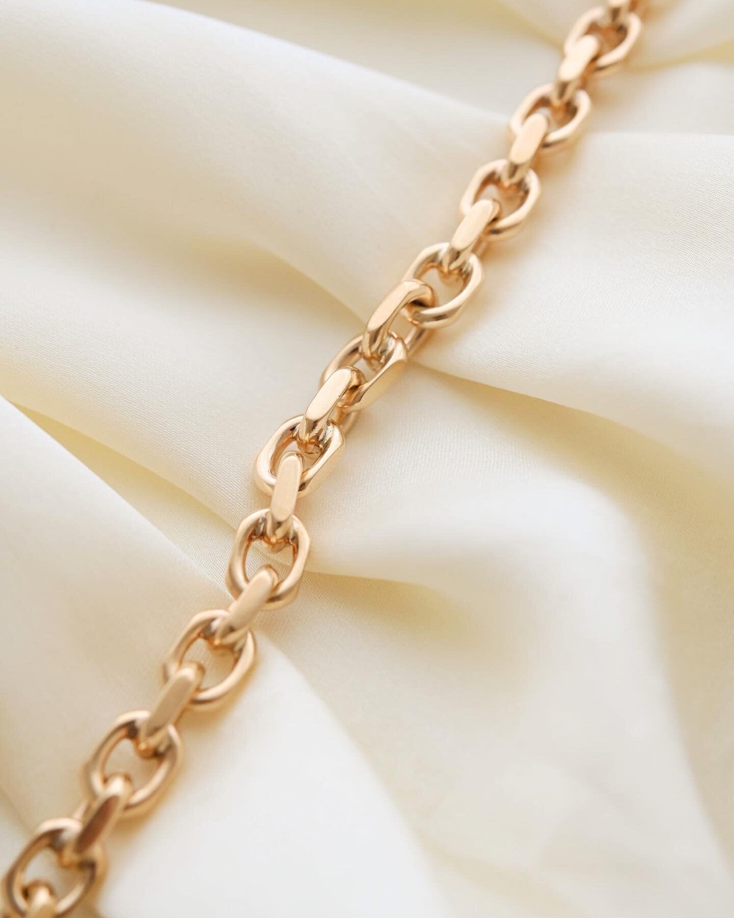 Super Chunky Danish Vintage Biker Link Bracelet 14K Gold Mid 1900s