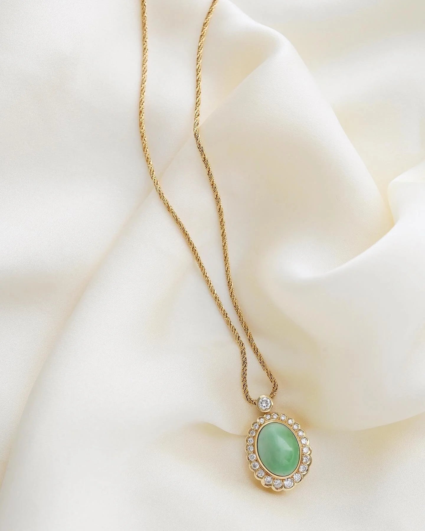 The Biggest Baddest Jade and 1.78 Diamond Pendant With Chain 14K Gold