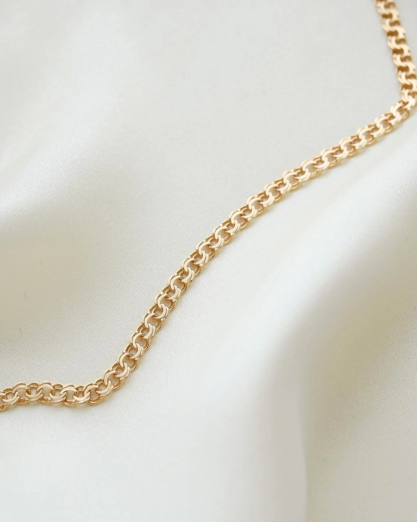 Irresistible Swedish Baby Brick Link Necklace by Ceson 18K Gold