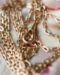 Ultra Long Antique Chain w Dog Clip and Slider 14K