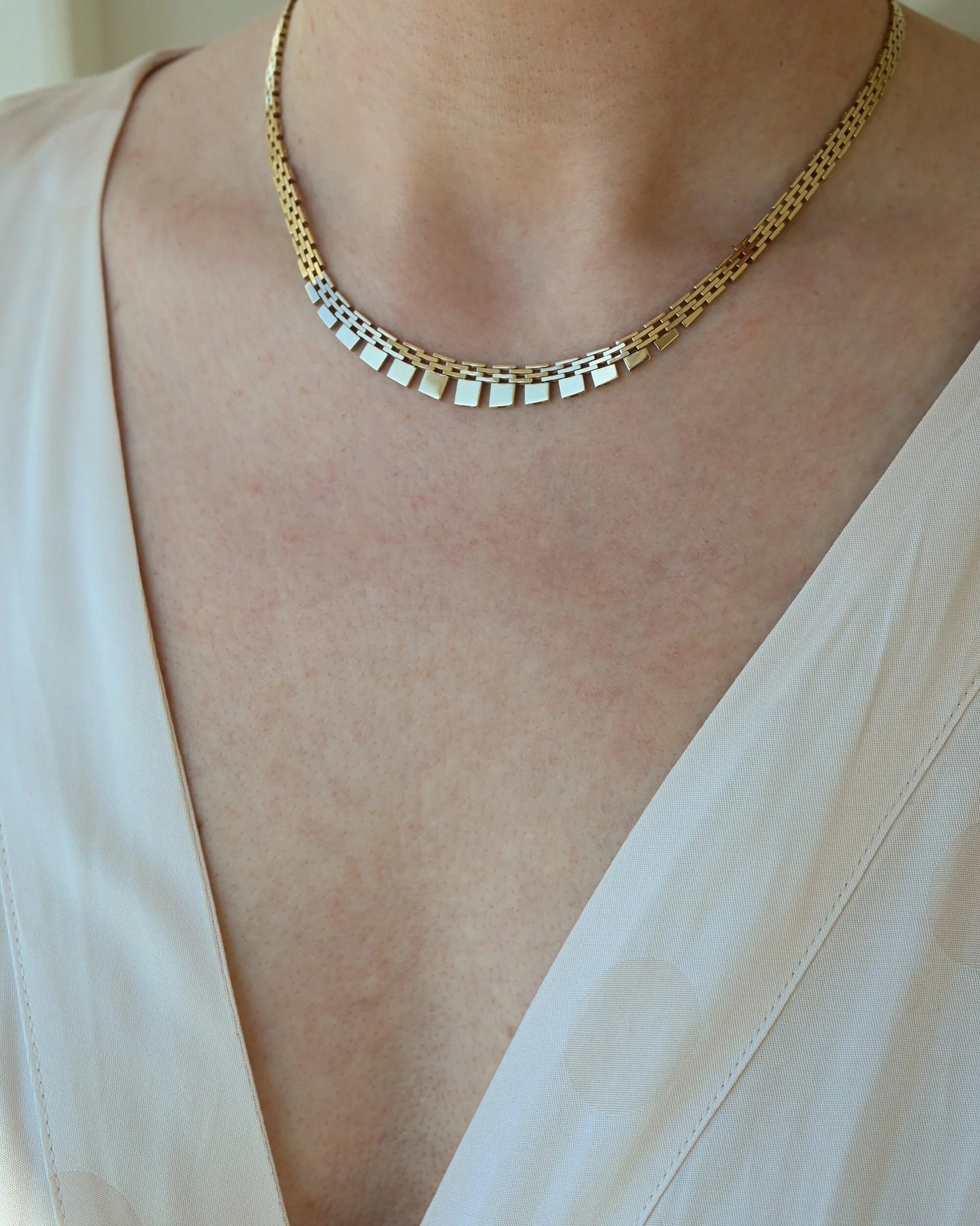 Magical Rare Baby Brick Link Necklace 14K Gold 1970s