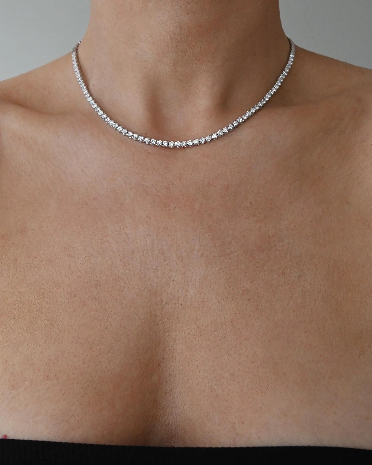 The Diamond Tennis Necklace of Your Dreams 3.50 Carats 18K White Gold