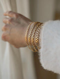 Amazing Rare Mid Century Swedish Single Row Star Link Bracelets 18K Gold