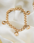 7.75 Inches Sea Shell Pearl Charm Bracelet Vintage 18K Gold 1964 Sweden