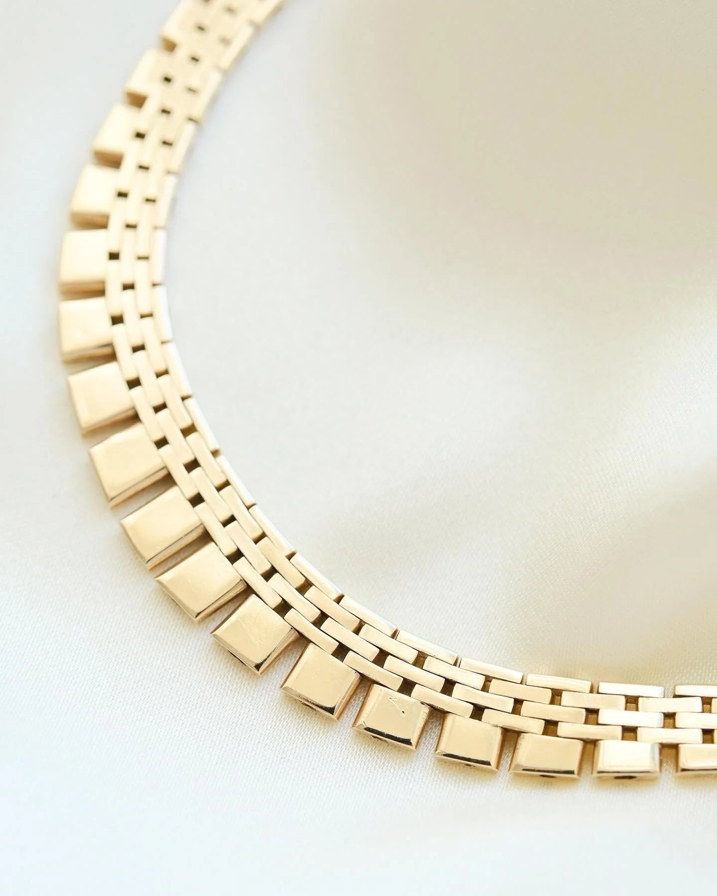 Stunning Brick Link Necklace 14K Gold 1960