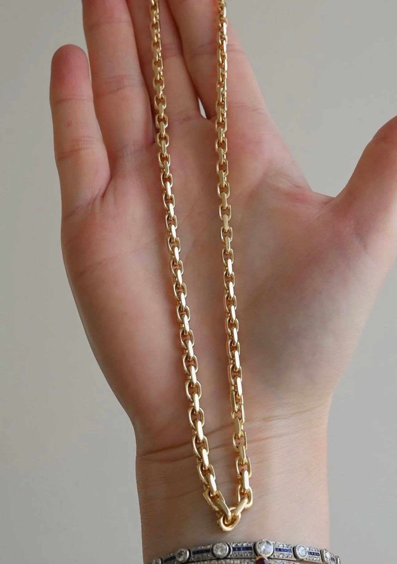 Head Turned Anchor Link Necklace Danish Vintage 14K Gold 1970