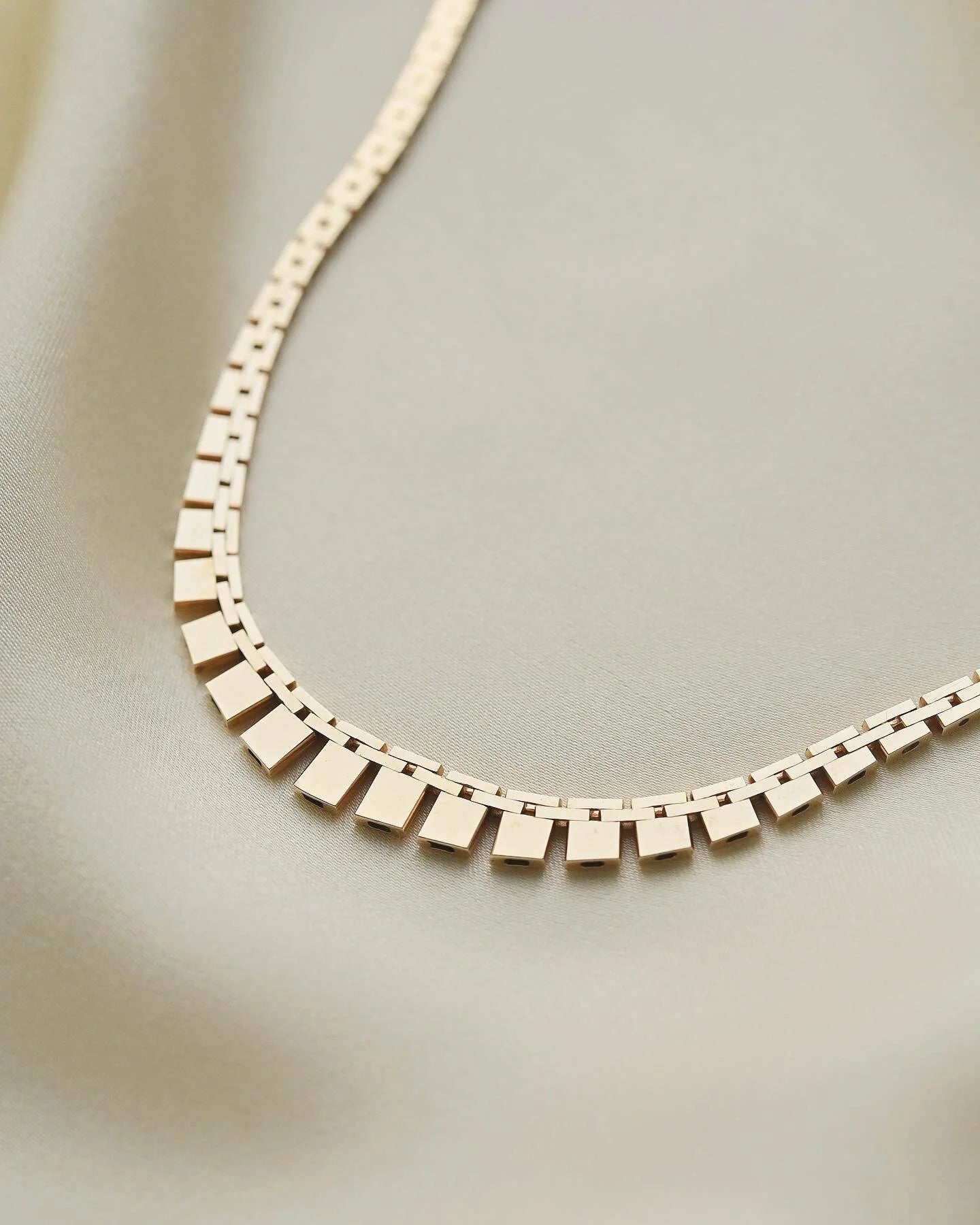 Vintage Baby Brick Link Necklace 17 Inches 14K Gold