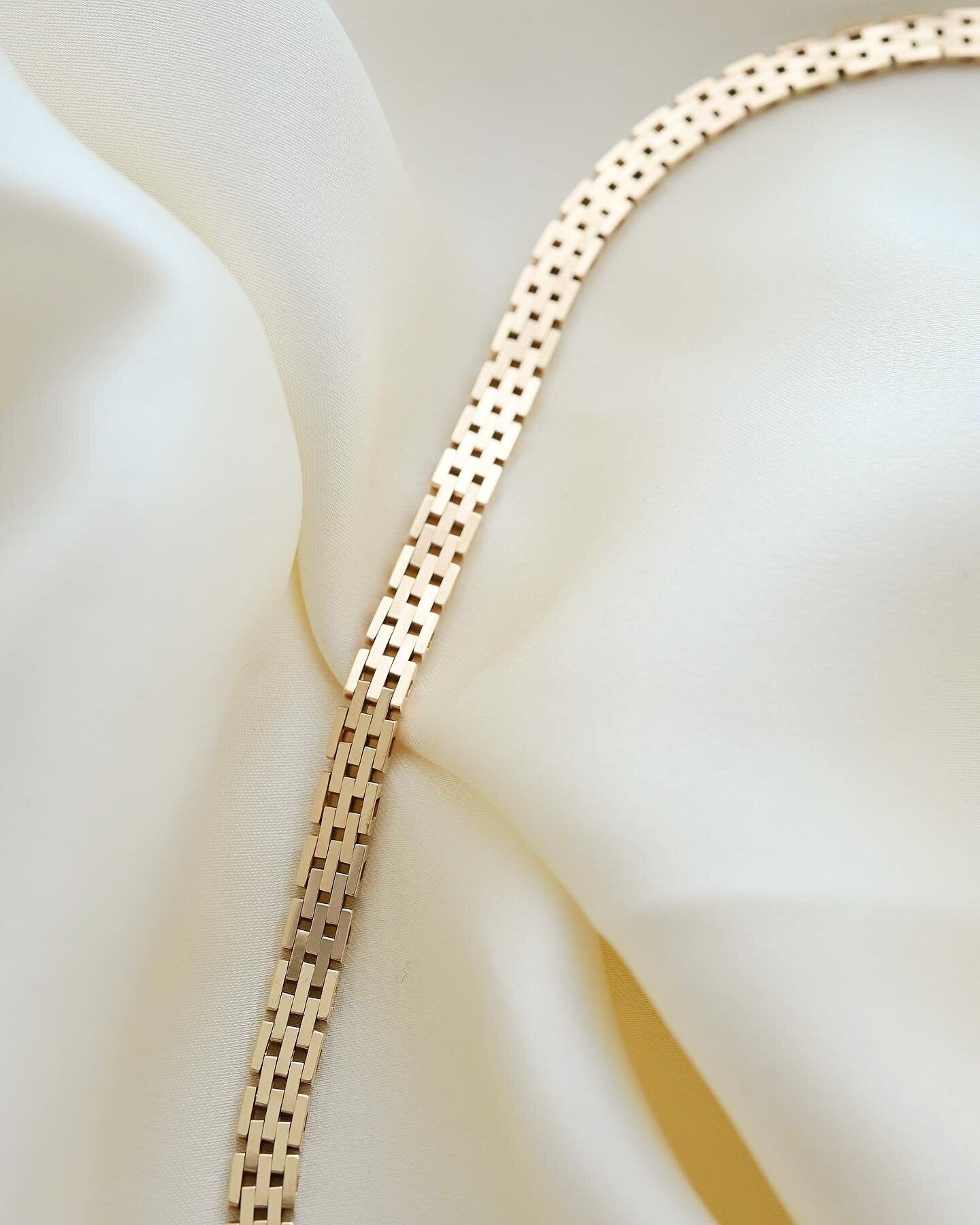 Beautiful Danish Brick Link Necklace by John Viggo Andersen 14K Gold 1960s