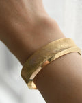 Radiant Textured Vintage Bangle 14K Gold 1970s