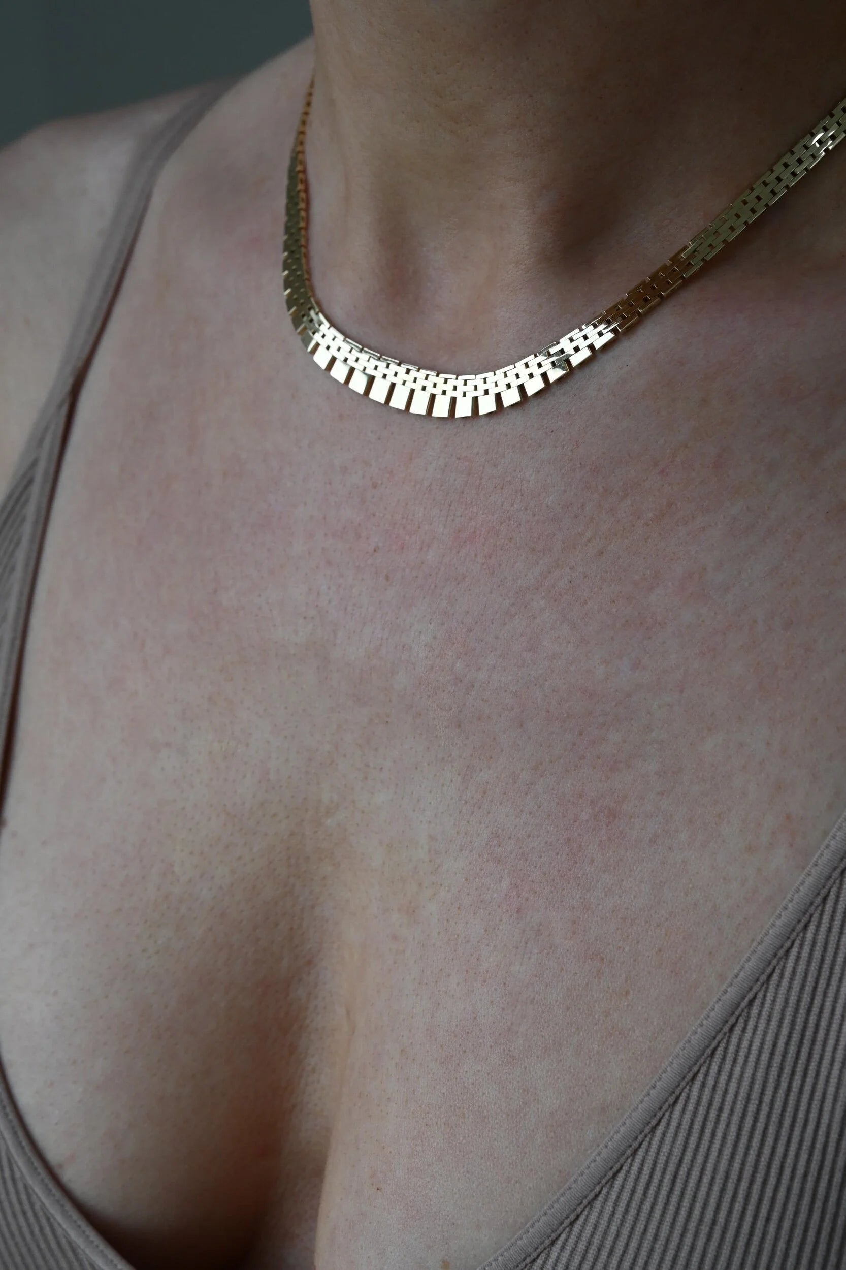 Amazing Mid Size Danish Vintage Necklace 14K Gold 1960s