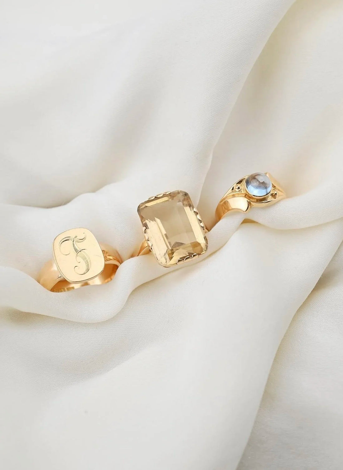 Luminous Vintage Citrine Cocktail Ring 18K Gold 1957