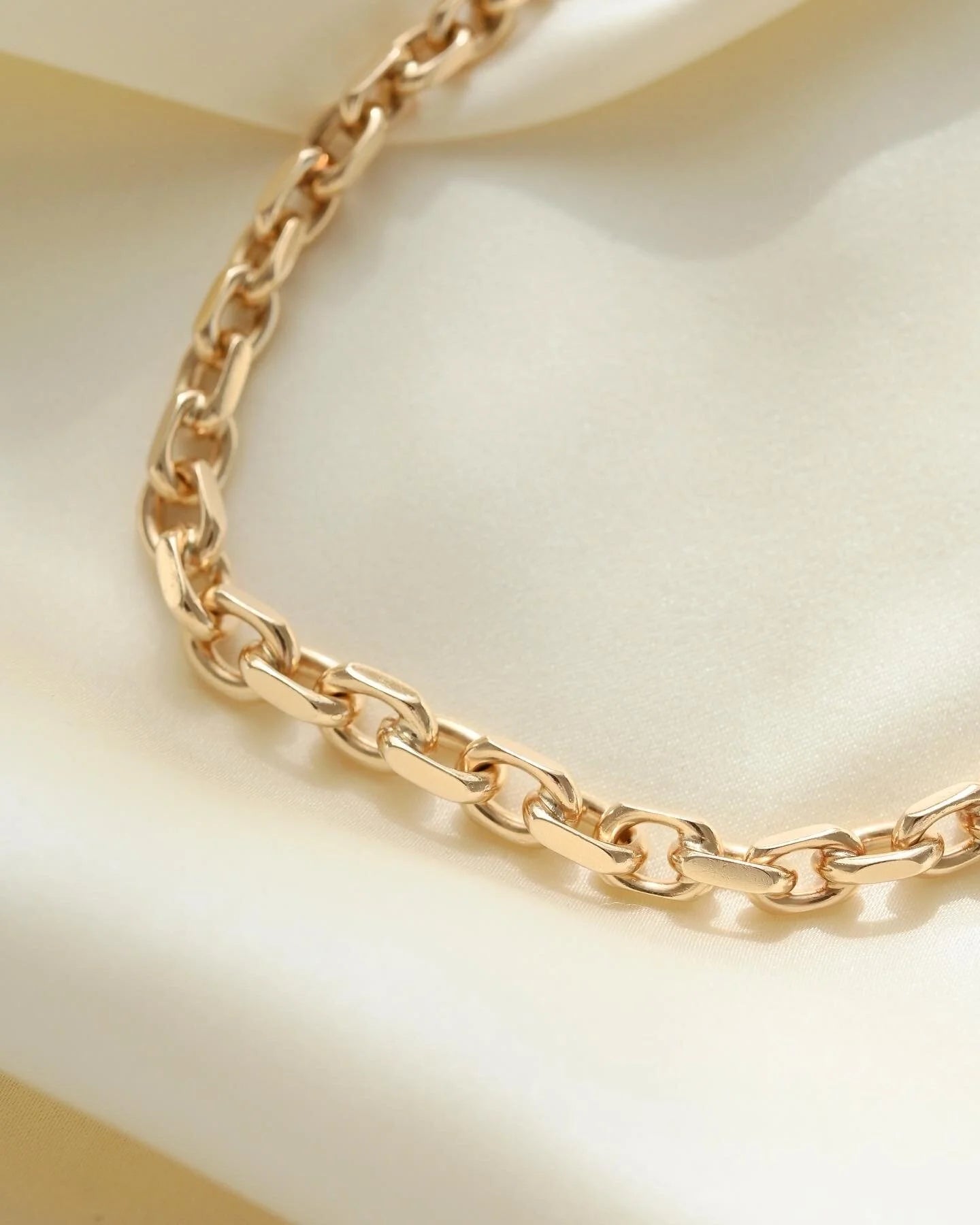 Glowing Heavy Danish Vintage Anchor Chain 14K Gold