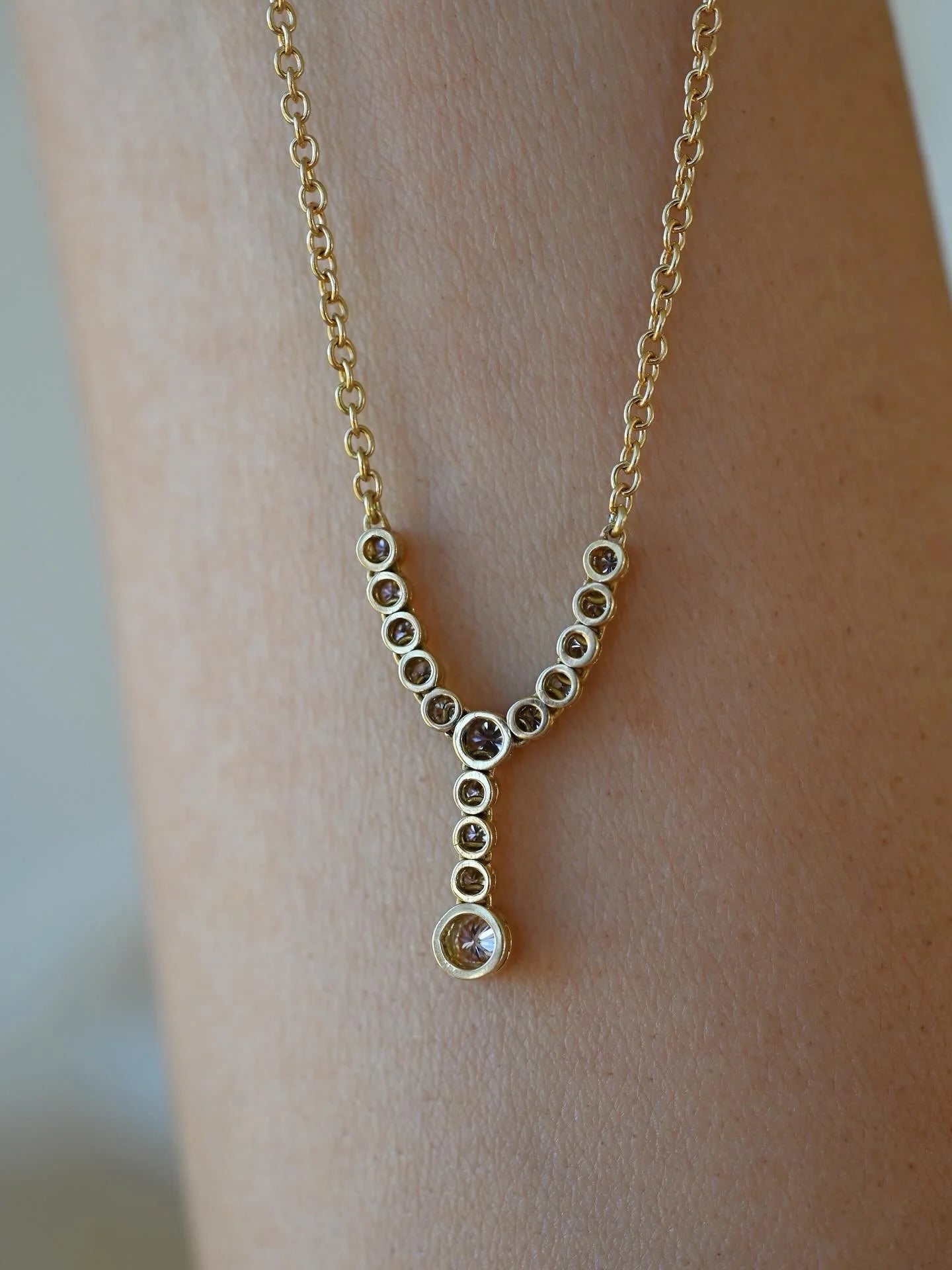 The Perfect 18K Solid Gold Diamond Drop Necklace