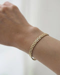 Super Rare Faceted Danish Vintage Brick Bracelet 14K Gold 1960