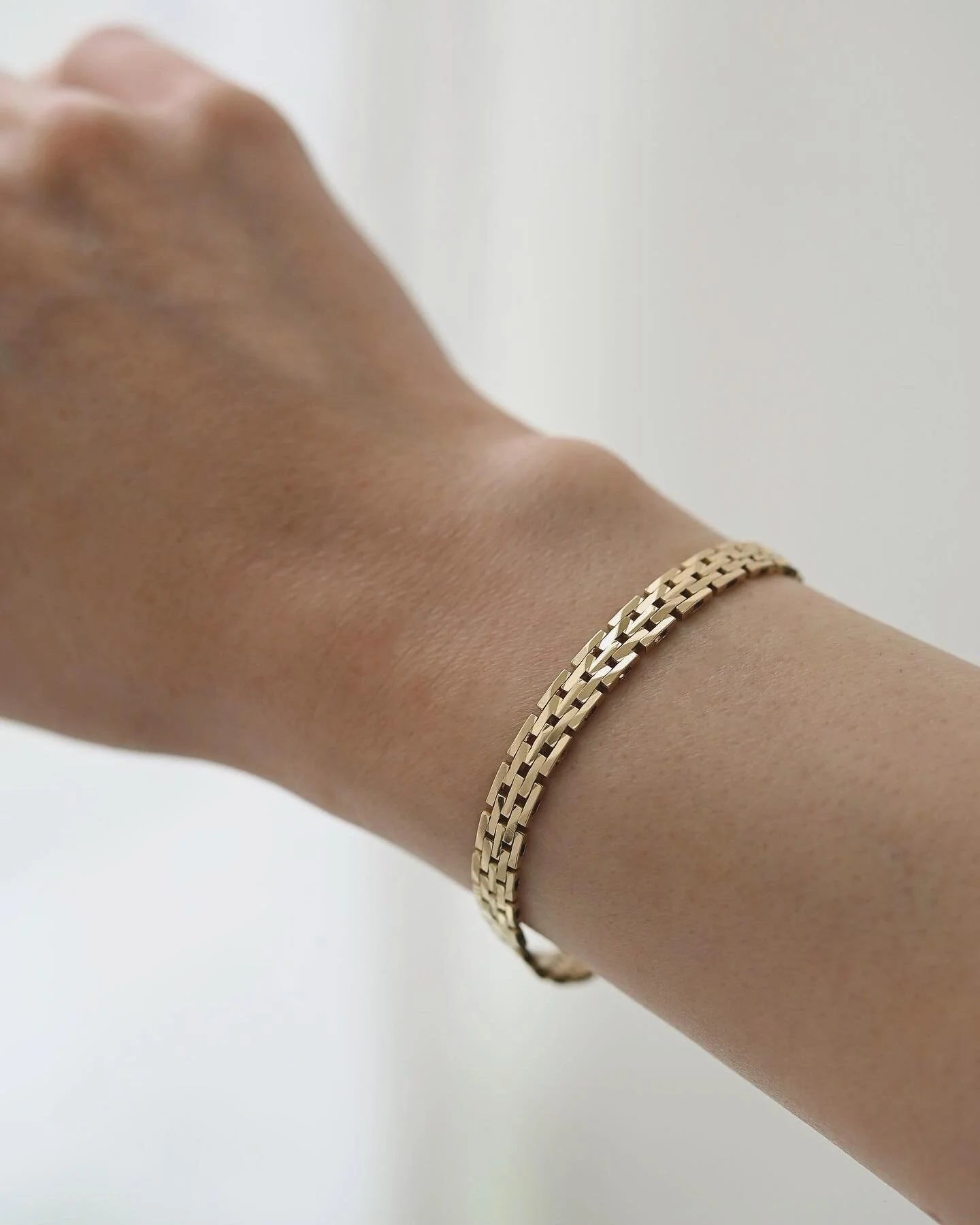 Super Rare Faceted Danish Vintage Brick Bracelet 14K Gold 1960