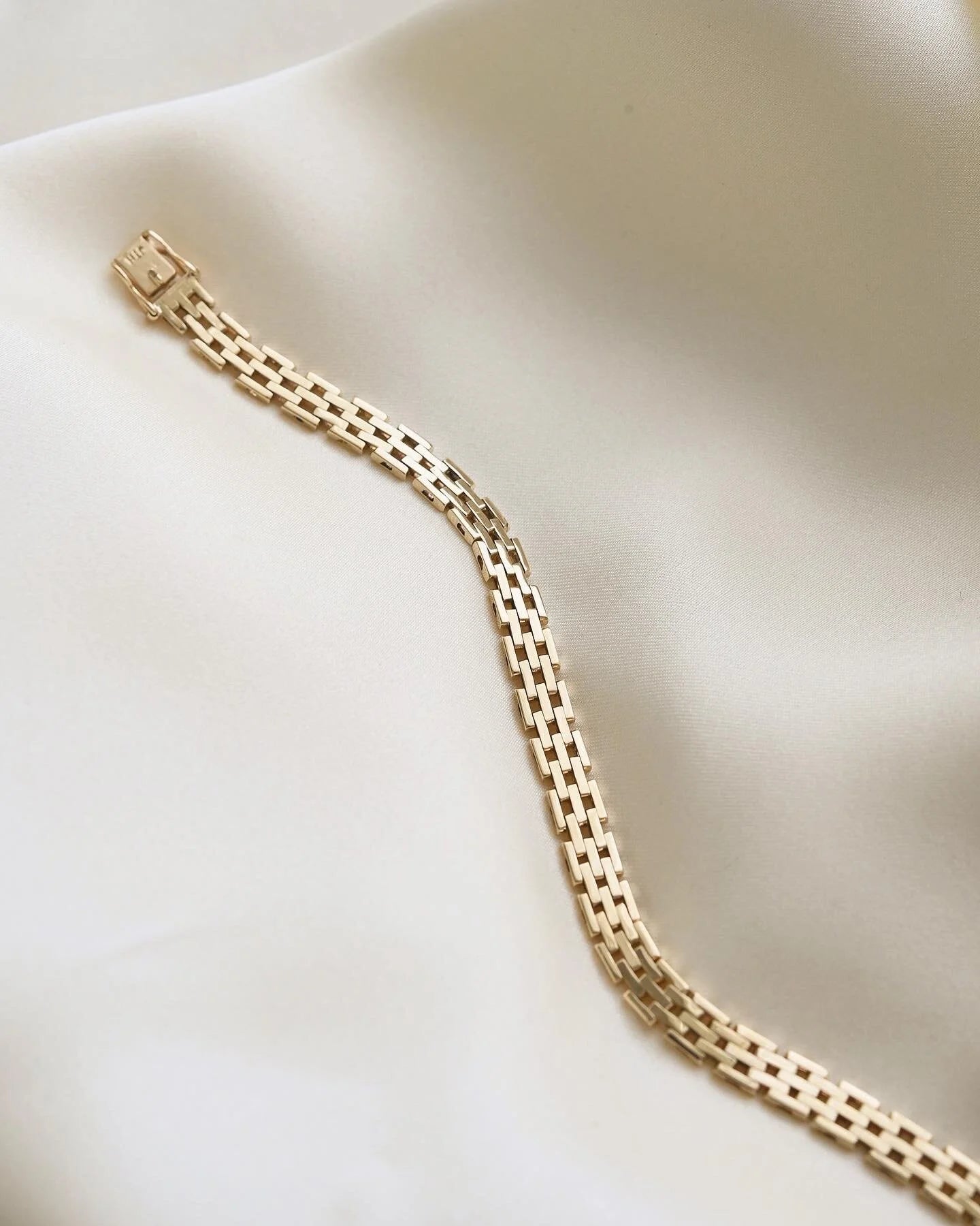 Classic Timeless Danish Vintage Brick Link Bracelet 14K Gold 1960