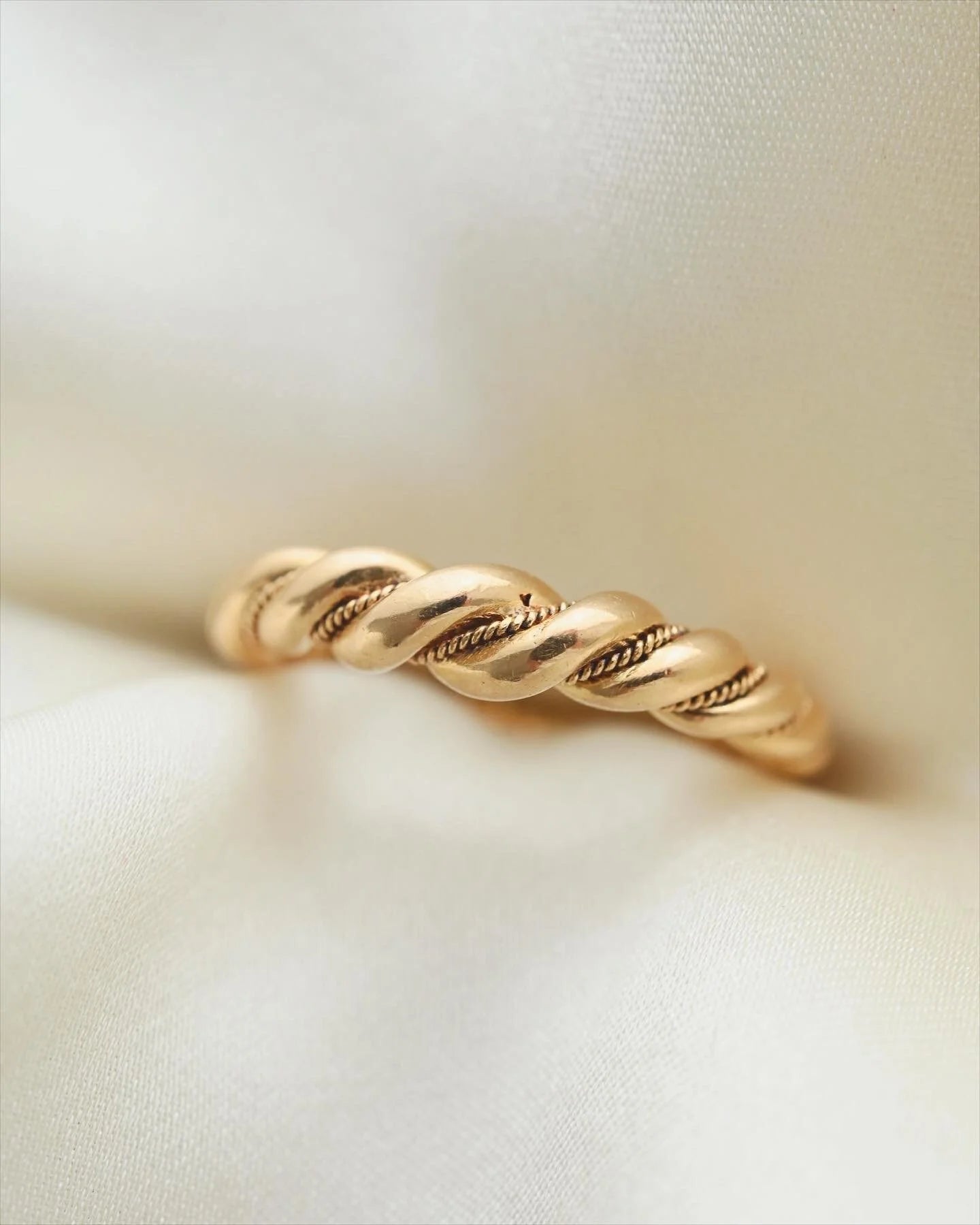 Hidden Heart ❤️ Braided Croissant Ring 18K Gold