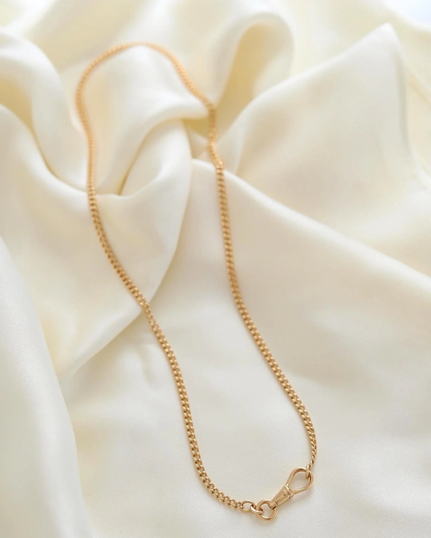 Long Antique 18.4 Inches Swedish Watch Chain 18K Gold