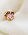 Antique Bubblegum Pink Sapphire Ring 18K Gold 1930s