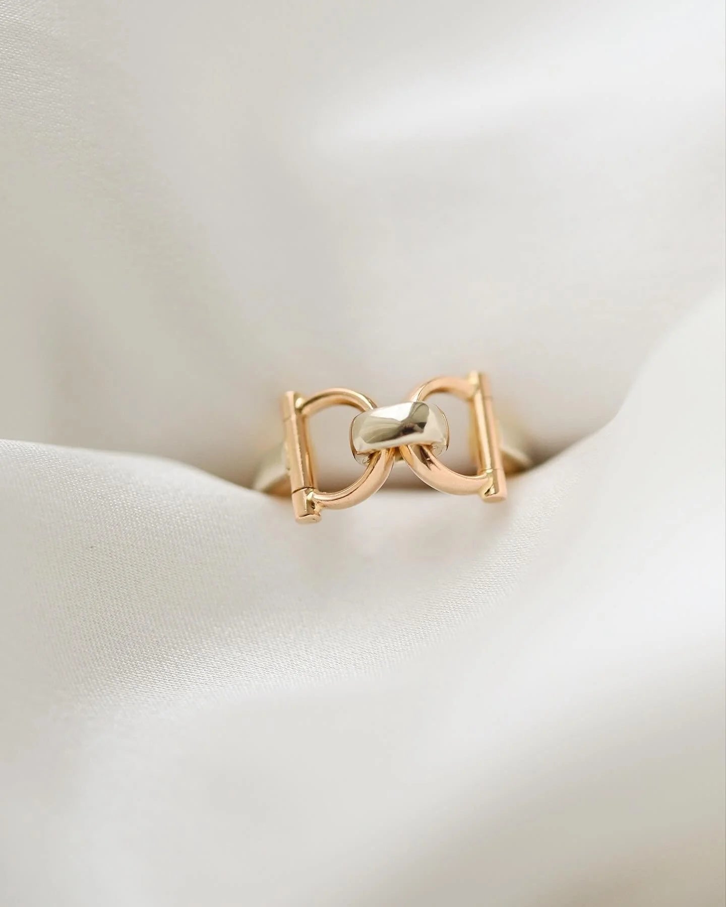 Vintage Two Tone Bridle Ring 18K Gold Denmark