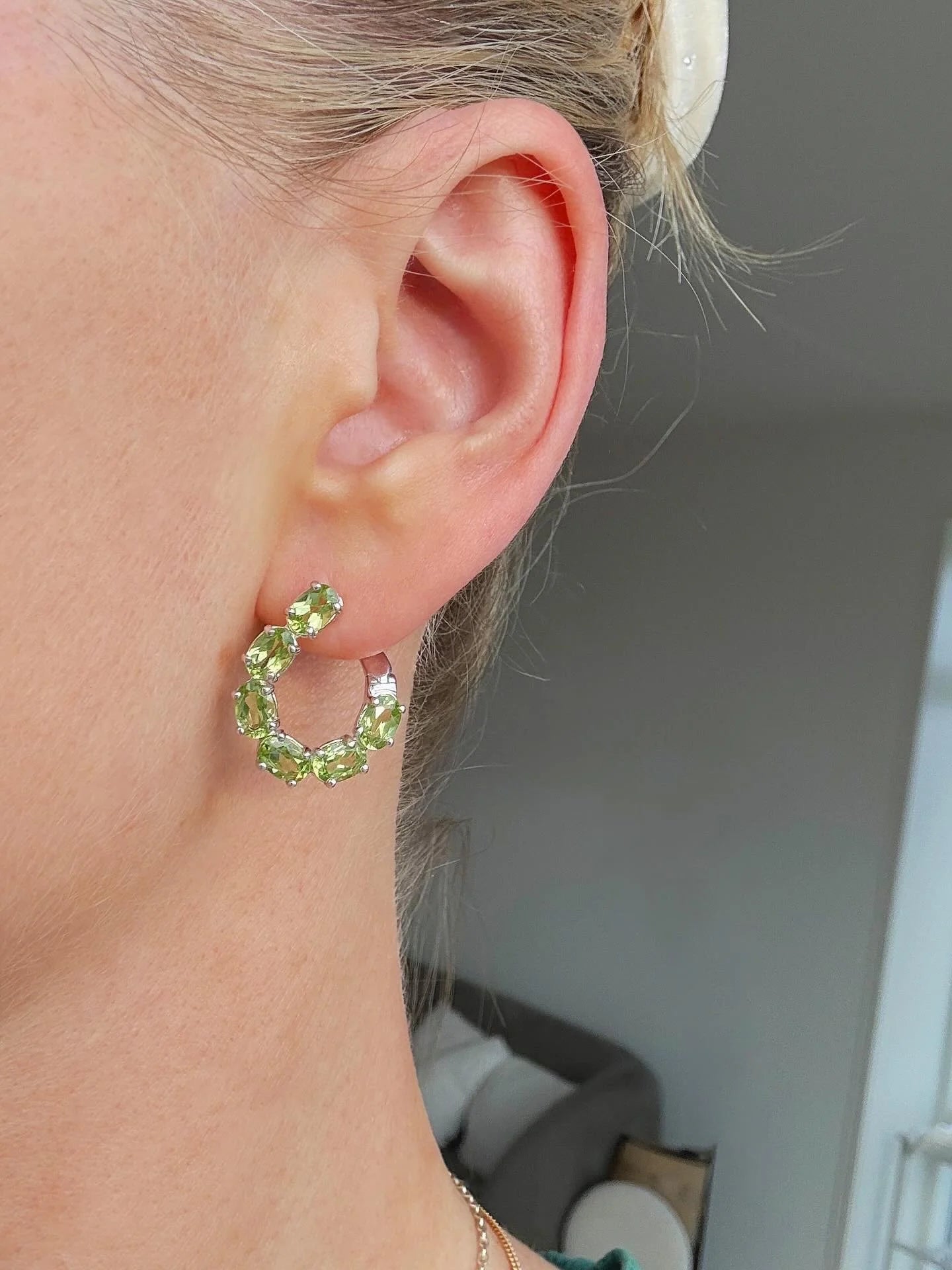 Juicy Sterling Silver Hoop Earrings w Peridot