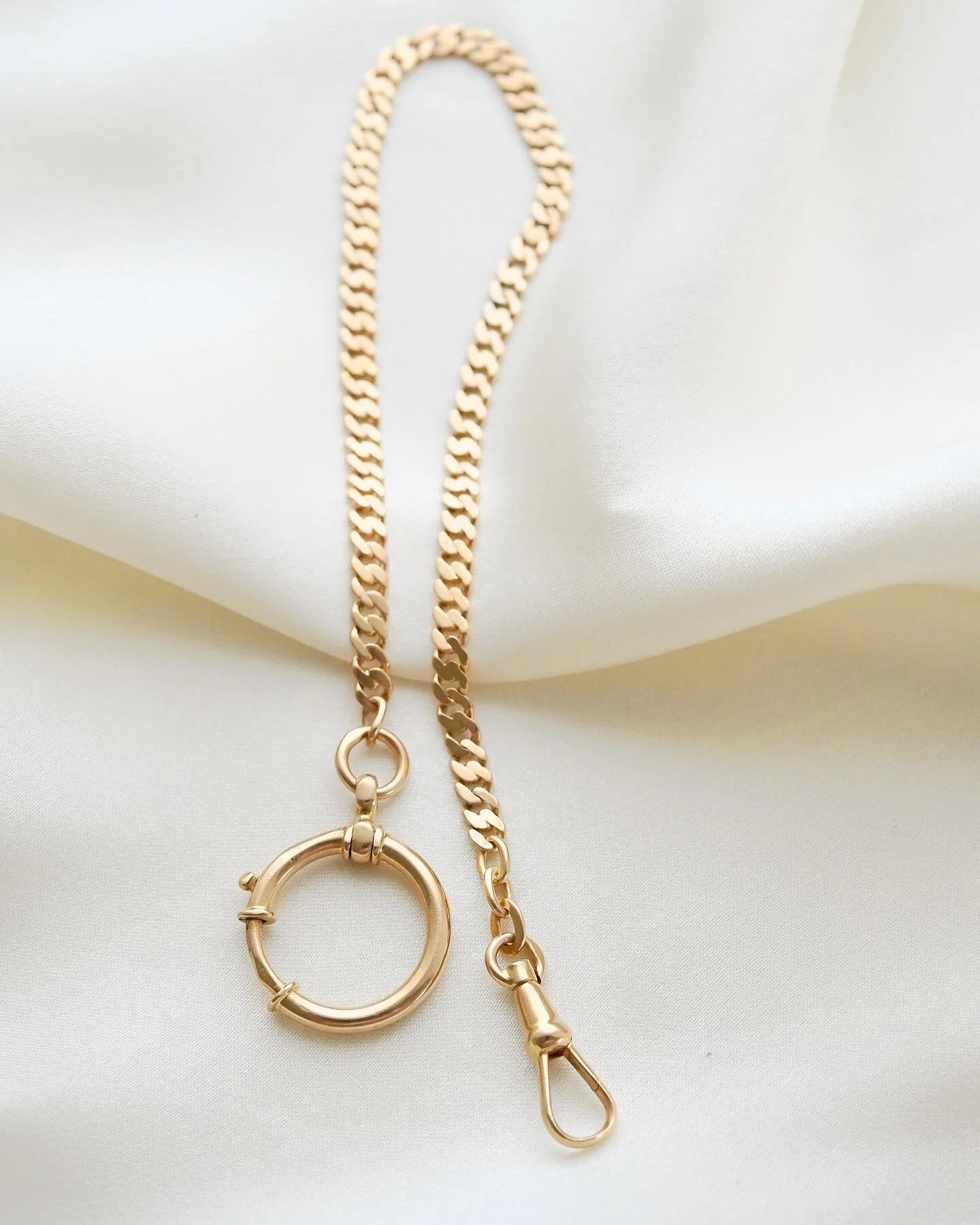 Antique Watch Chain Curb Link 18K Solid Gold