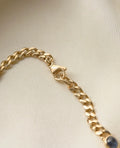 Vintage Curb Link Bracelet or Chain Extender w Sapphires 14K Gold 1980s