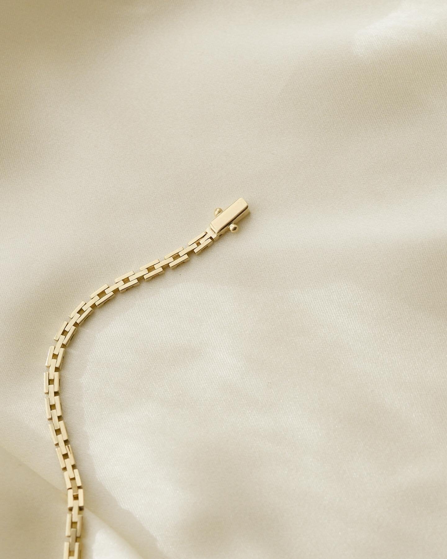 Baby Brick Link Bracelet 14K Gold 1950s
