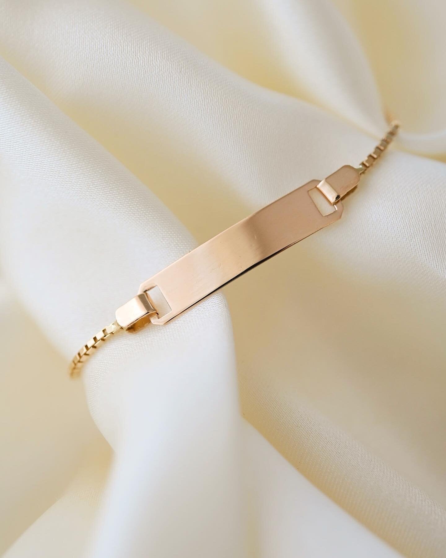 Small Wrist Name Plate Bracelet 18K Gold 1980