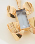 Huge Swedish Vintage Ribbon Pendant w Baby Blue Spinel 18K Gold 1943