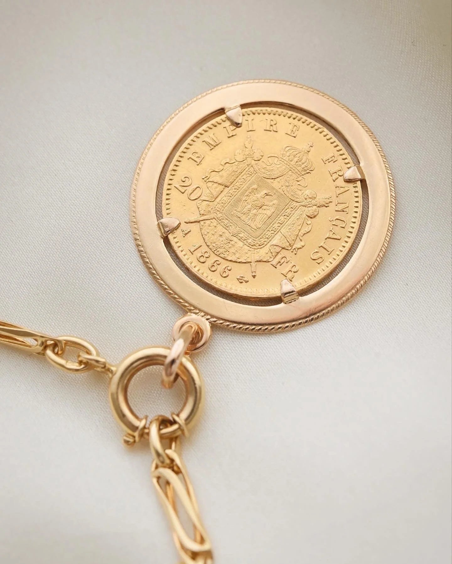Antique French Napoleon Coin 22K Gold 1866