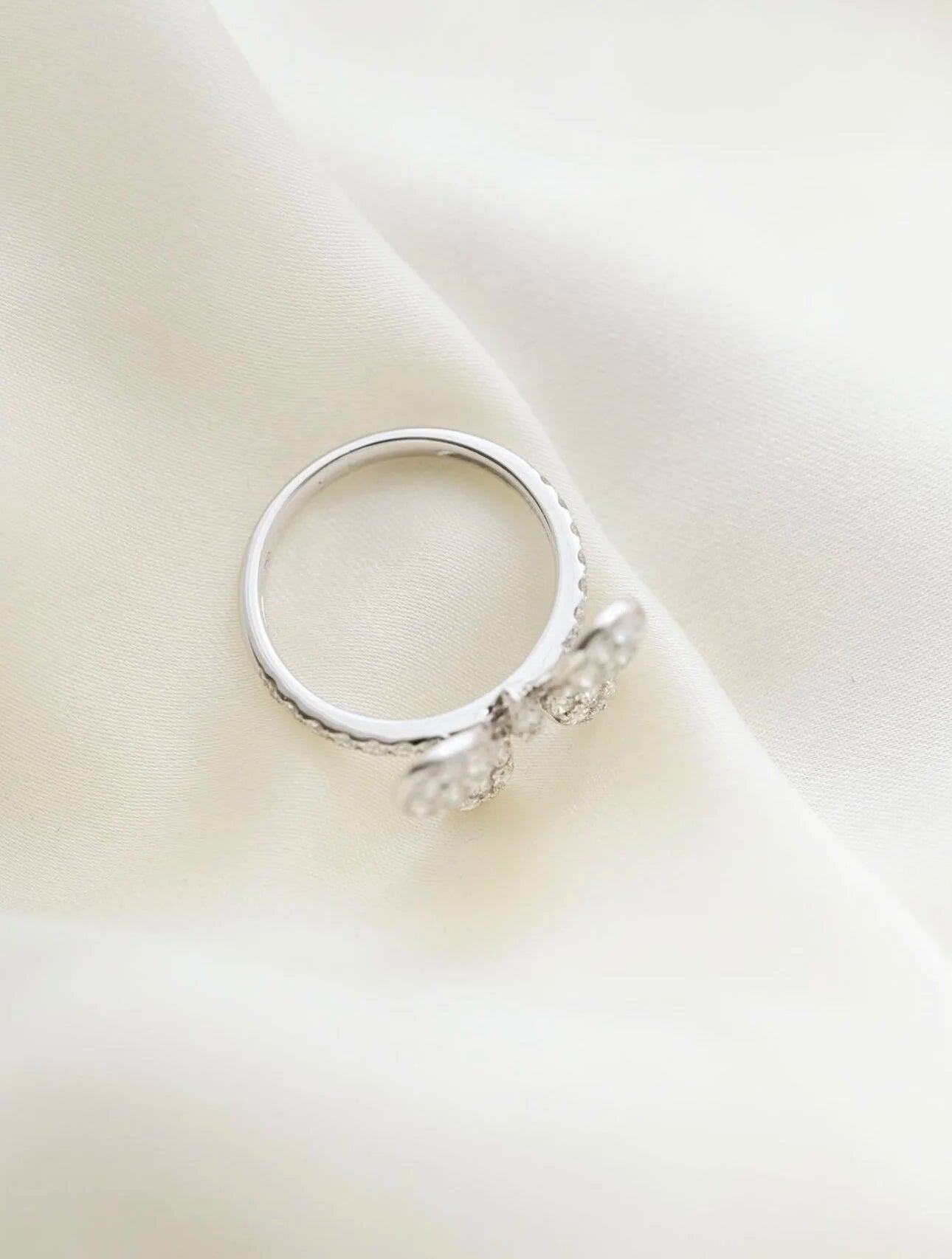 Estate Butterfly Ring 0.95 Carats VS Diamonds 18K White Gold