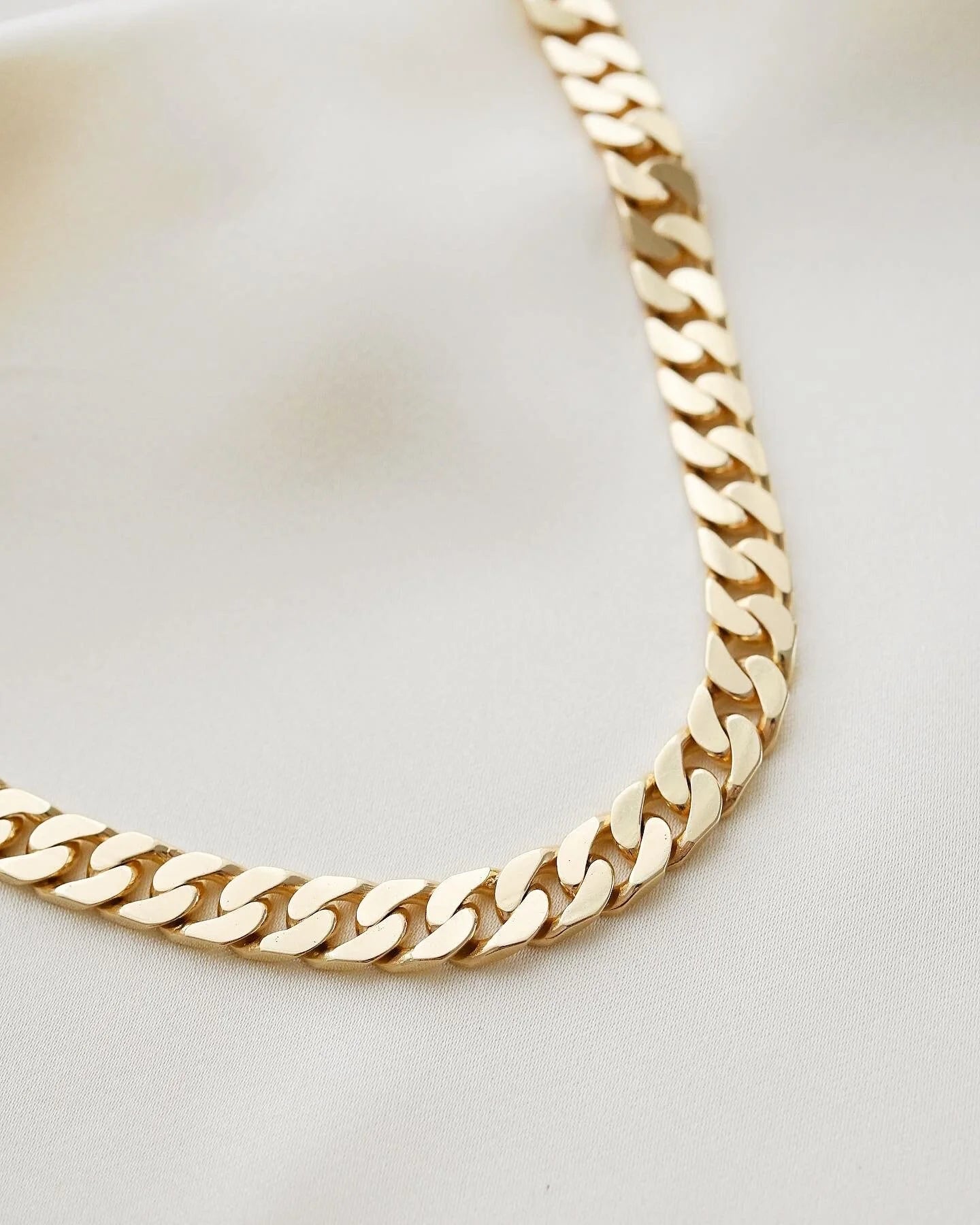 The Ultimate Heavy Vintage Curb Link Necklace 14K Gold