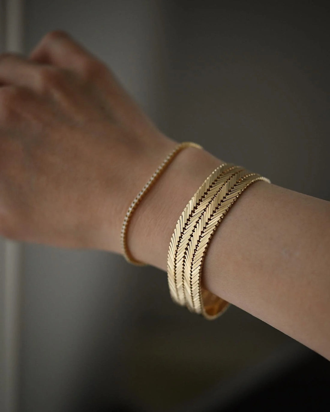 Super Heavy Sublime 52 Grams Danish Link Bracelet 14K Gold 1960s