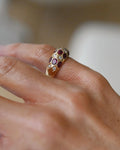 Exquisite Vintage Estate Dome Ring w Rubies and Diamonds 18K Gold