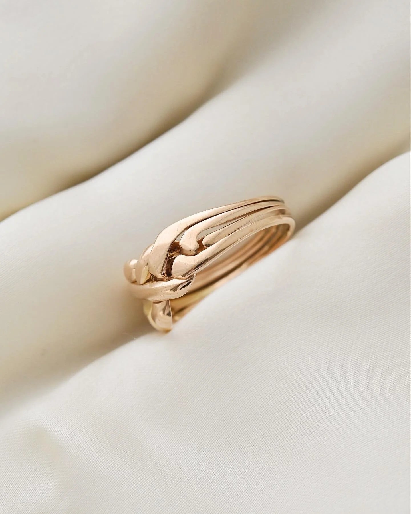 Rare Vintage Puzzle Ring Size 9.25 US 18K Rose Gold