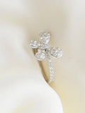 Estate Butterfly Ring 0.95 Carats VS Diamonds 18K White Gold