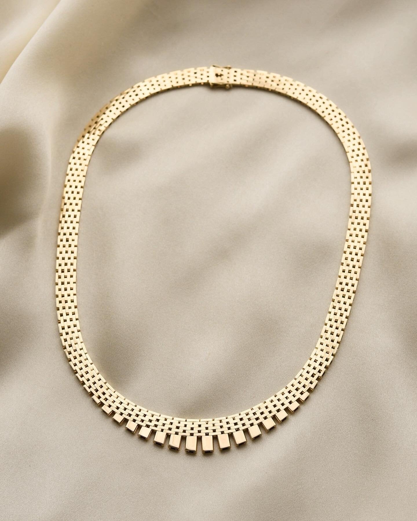 Sublime Heavy Brick Link Vintage Chain by Jens Tage Hansen 14K Gold 1960s