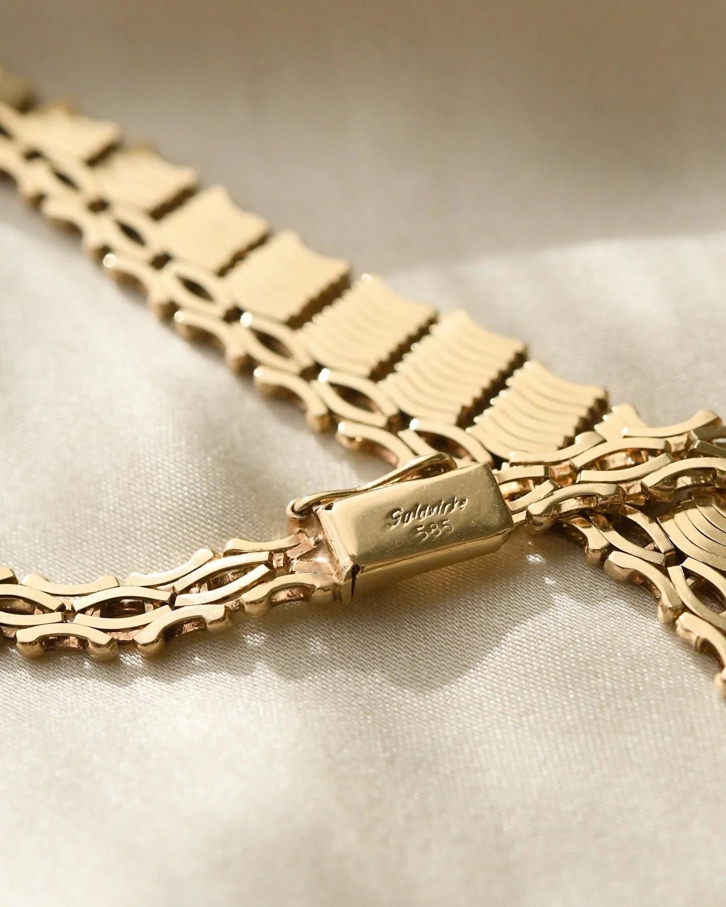 Vintage Fancy Link Chain 14K Gold 1960s