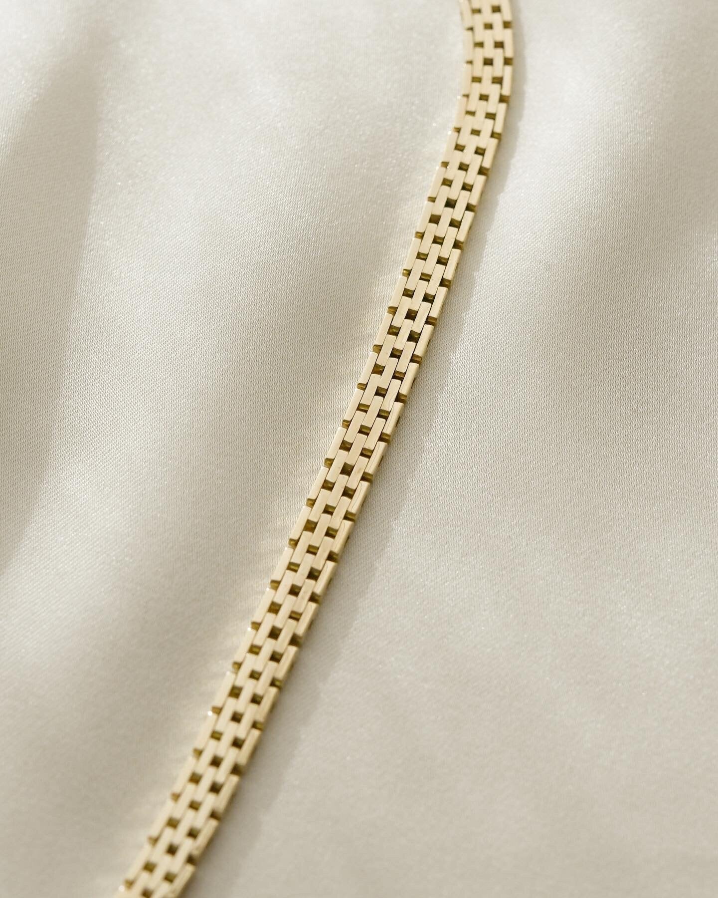 Perfect Rare Brick Link Necklace 14K Gold 1960s