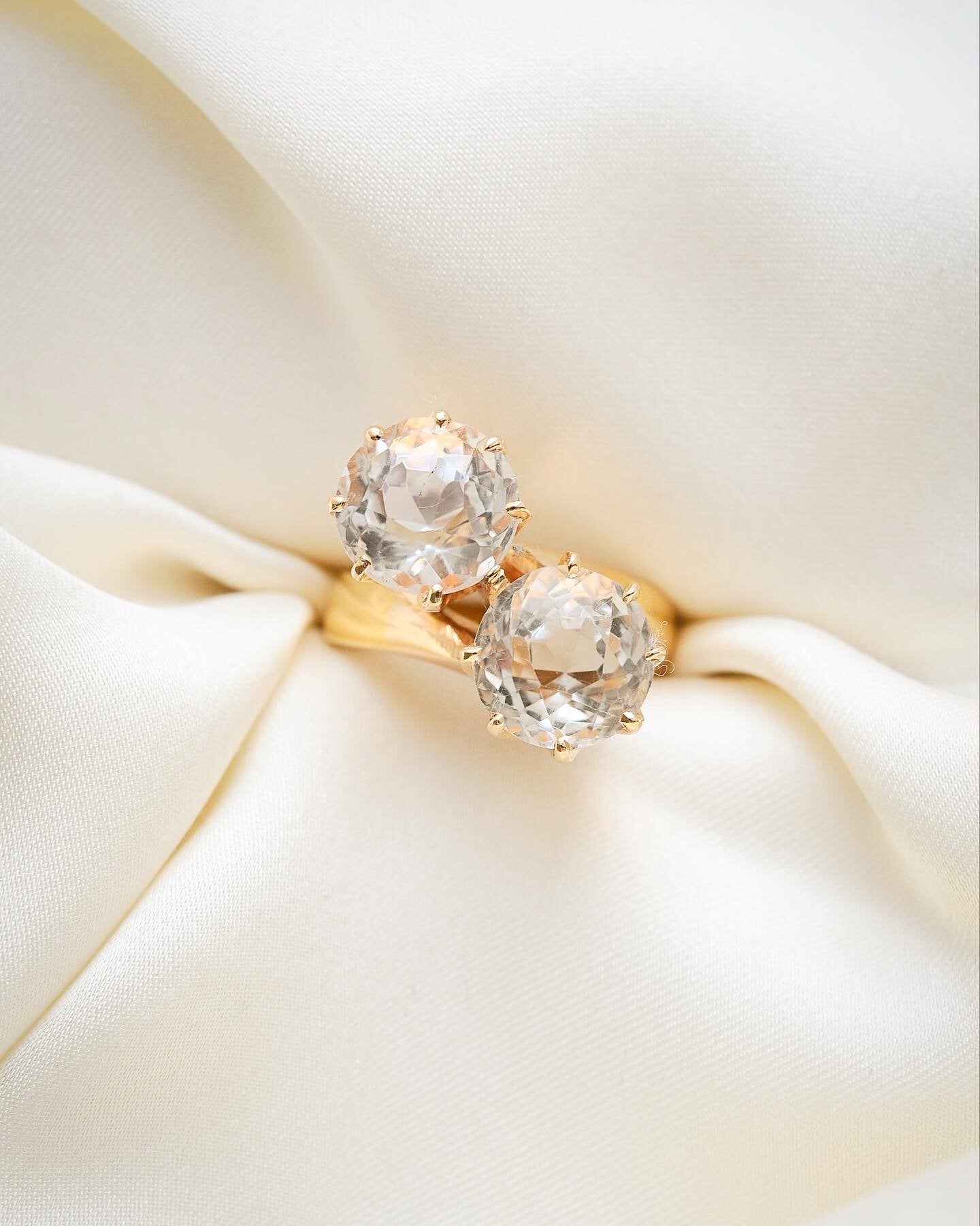 Gorgeous Antique Quartz Crystal Ring 23K Gold 1914