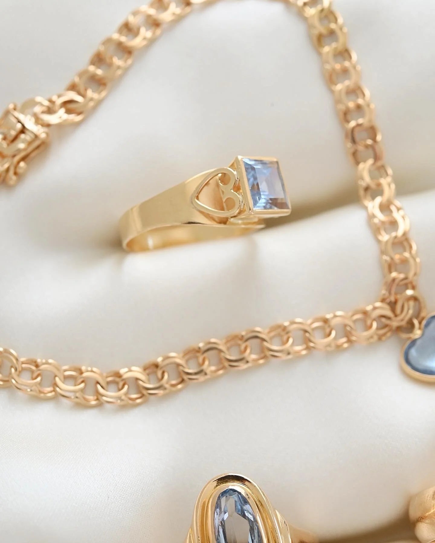 The Blue Collection 18K Gold Bracelet & Rings