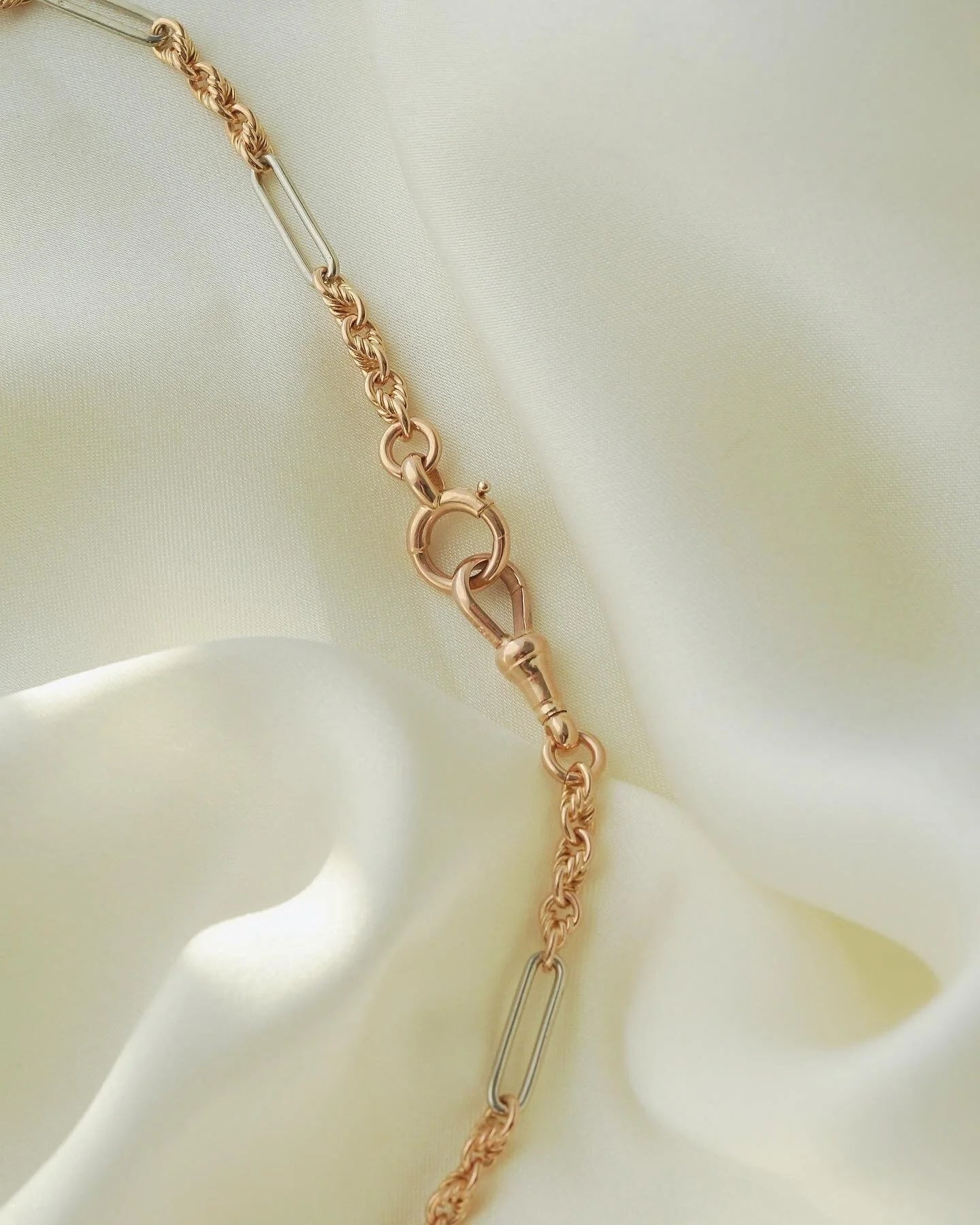 Sold Separately! Antique Watch Chain Choker And Vintage Curb Link Chain 18K Rose Gold 1930s 1946