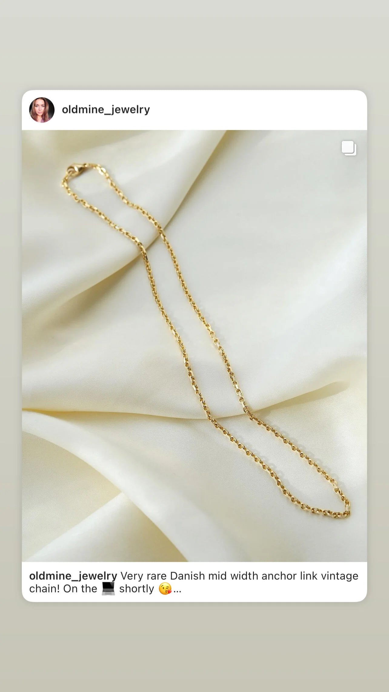 Rare Danish Mid Size Anchor Link Chain 14K Gold